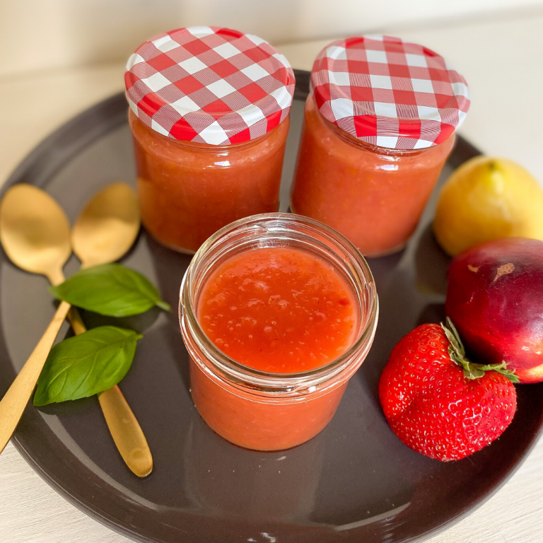 Zuckerfreie Erdbeer- Nektarinen Marmelade - Carina kocht