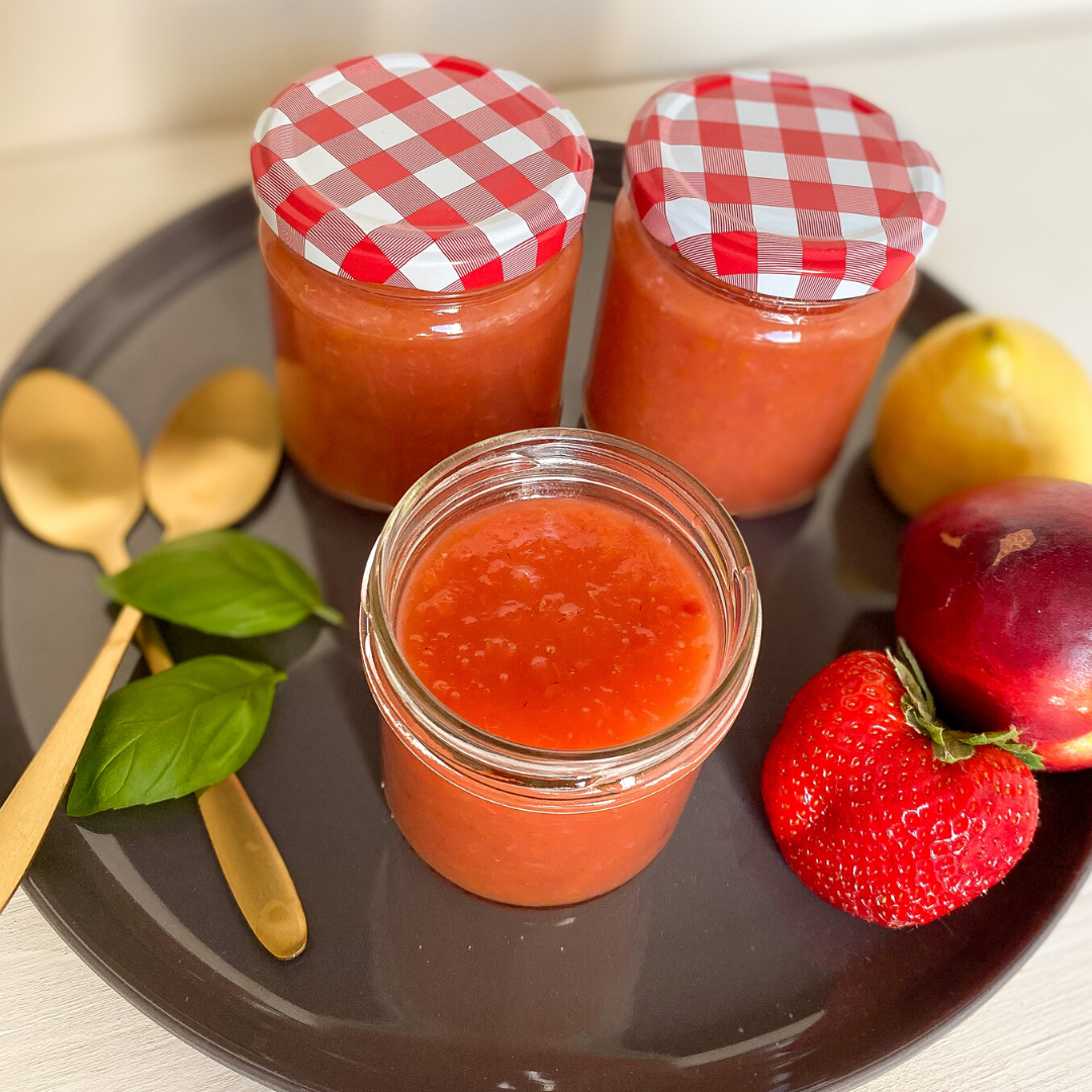 Zuckerfreie Erdbeer- Nektarinen Marmelade - Carina kocht